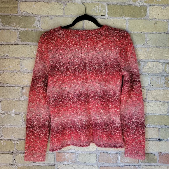 Vintage Talbots 90s Alpaca Mohair Cherry Striped Sweater Womens Size Medium - Picture 4 of 6
